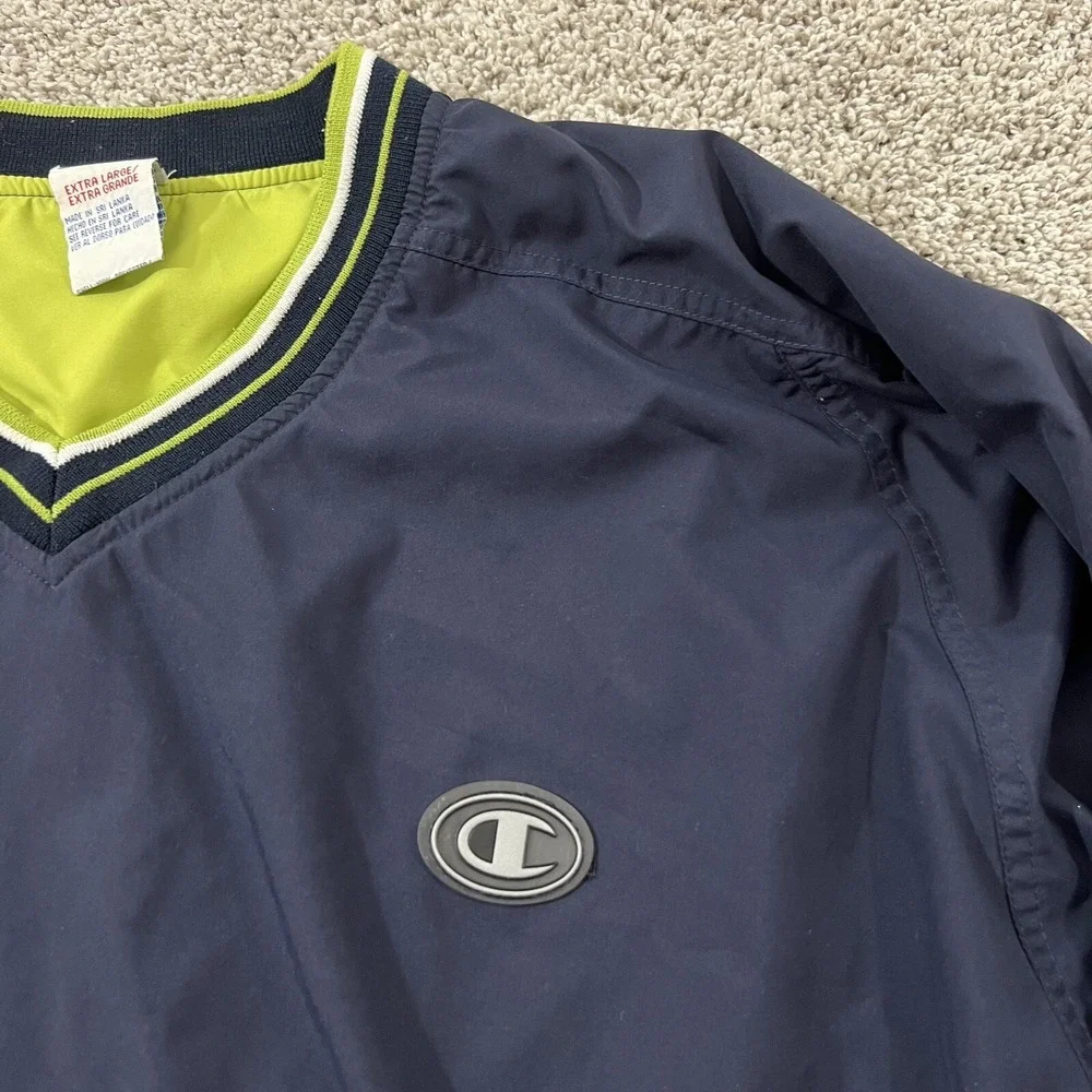 Vintage 90s Streetwear‎ Champion Jacket Mens XL Blue Green Windbreaker Pockets
